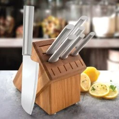 Rada Cutlery 8-Piece Essential Oak Block Set | Silver -Kitchen Supplies essentail oak block gift set s58 a 5000x