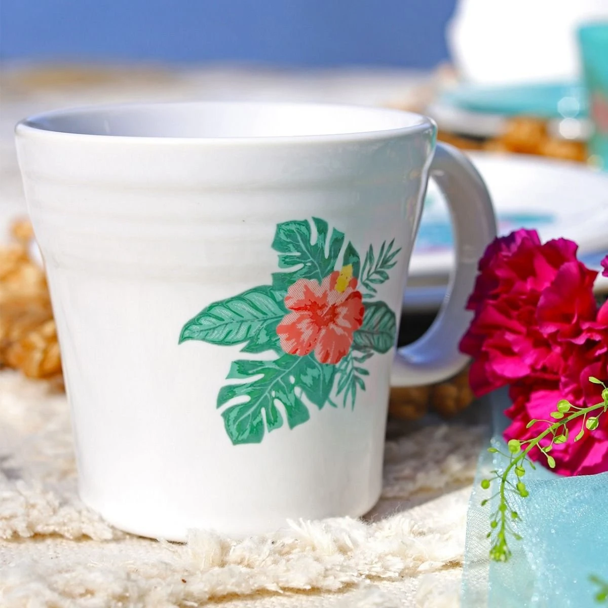 Fiesta® 15oz Tapered Mugs Set Of 4 | Aloha (White) 3 Fiesta® 15oz Tapered Mugs Set Of 4 | Aloha (White) - Image 3