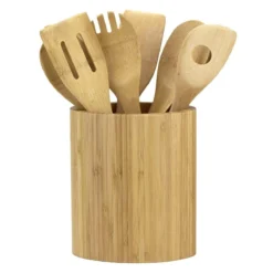 Totally Bamboo Oval Kitchen Utensil Holder | 6" X 4" X 7" -Kitchen Supplies holder4