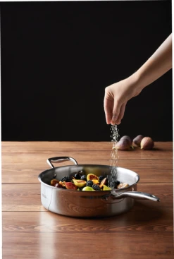Heritage Steel Cookware Stainless Steel Deep Saute Pan With Cover | 4 Qt. -Kitchen Supplies hsc 14011 2