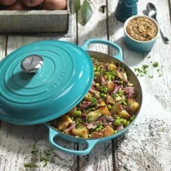 Le Creuset 2.25 Qt. Signature Enameled Cast Iron Braiser With Stainless Steel Knob | Caribbean Blue -Kitchen Supplies lifecar1