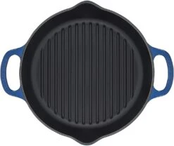 Le Creuset 9.75" Deep Round Signature Grill Pan | Marseille Blue -Kitchen Supplies ls2020 2559 top view