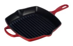 Le Creuset 10.25" Square Signature Cast Iron Grill Skillet | Cerise/Cherry Red