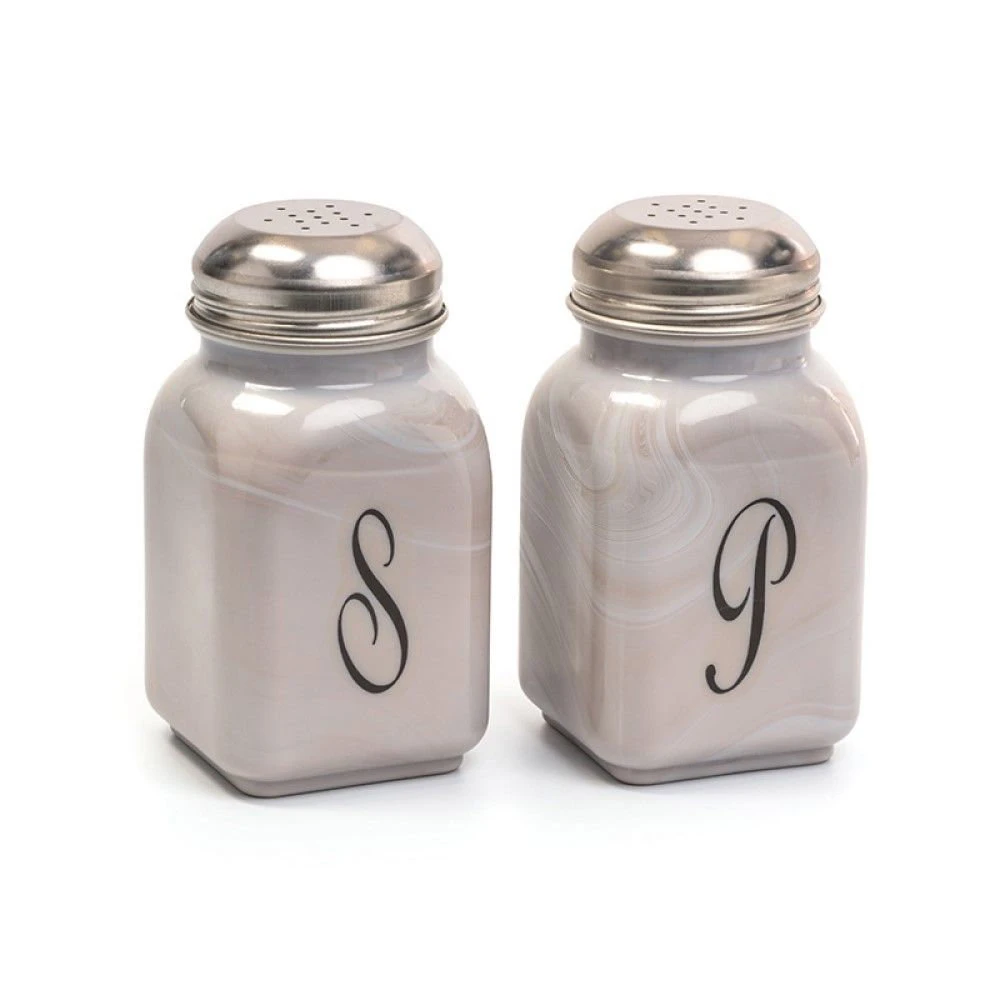 Mosser Glass Monogram Salt & Pepper Set | Marble 1 Mosser Glass Monogram Salt & Pepper Set | Marble