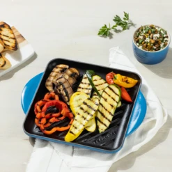 Le Creuset 9.5" Square Signature Enameled Cast Iron Grill Pan | Marseille Blue 13 Le Creuset 9.5" Square Signature Enameled Cast Iron Grill Pan | Marseille Blue -Kitchen Supplies marsgriddle6