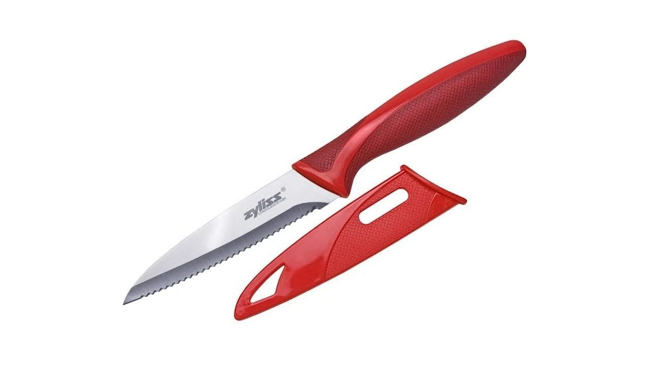 Zyliss 4" Serrated Paring Knife | Red 3 Zyliss 4" Serrated Paring Knife | Red - Image 3