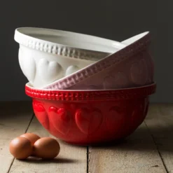 Mason Cash Hearts S12 (4.25 Qt) Mixing Bowl | Cream -Kitchen Supplies mc hearts 2