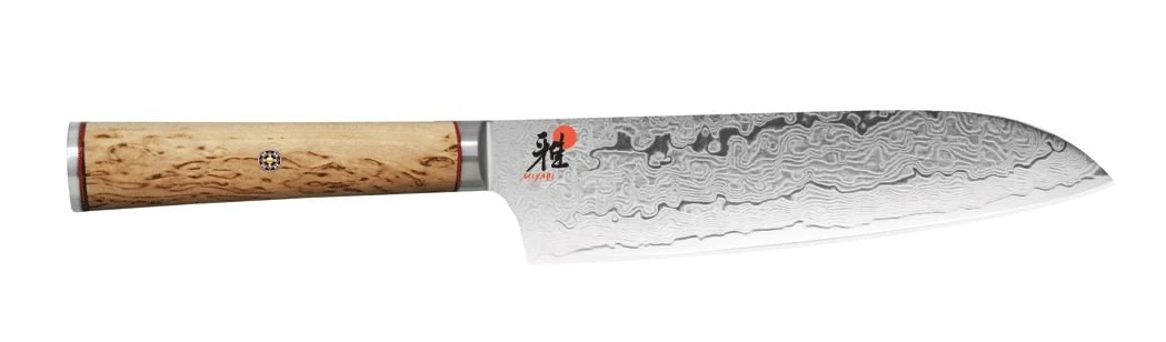 Miyabi Knives - 7" Granton Santoku Japanese Knife - Birchwood SG2 1 Miyabi Knives - 7" Granton Santoku Japanese Knife - Birchwood SG2