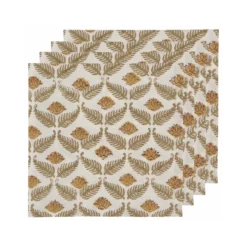 Danica Heirloom 18" Block Print Napkins (Set Of 4) | Frond