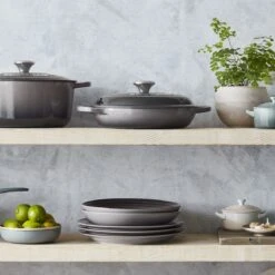 Le Creuset 2.25 Qt. Signature Enameled Cast Iron Braiser With Stainless Steel Knob | Oyster Grey -Kitchen Supplies oyster 8
