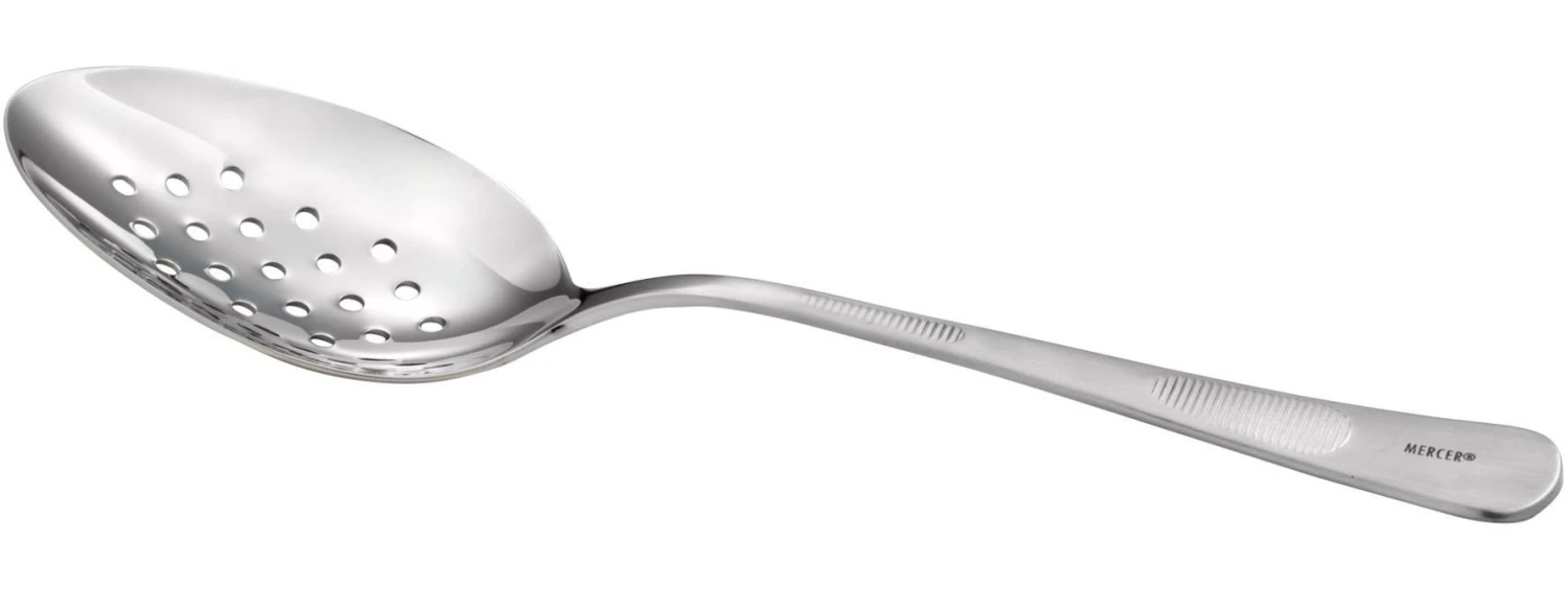 Mercer Culinary 9" Perforated Bowl Stainless Steel Plating Spoon 2 Mercer Culinary 9" Perforated Bowl Stainless Steel Plating Spoon - Image 2