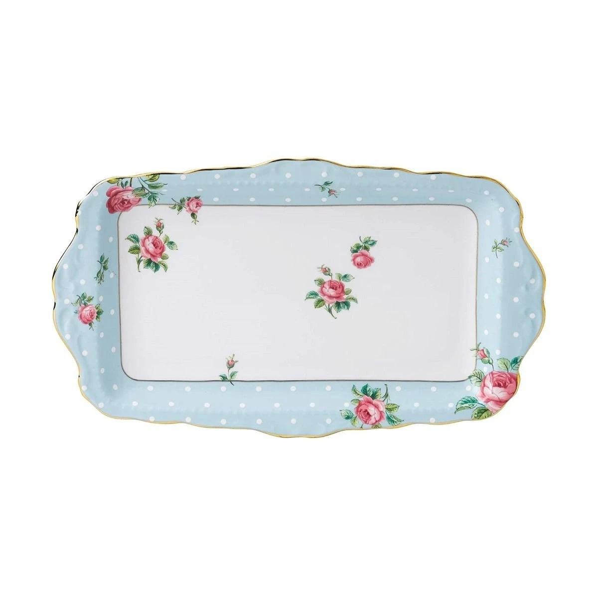 Royal Albert Vintage Collection Sandwich Tray | Polka Blue 1 Royal Albert Vintage Collection Sandwich Tray | Polka Blue