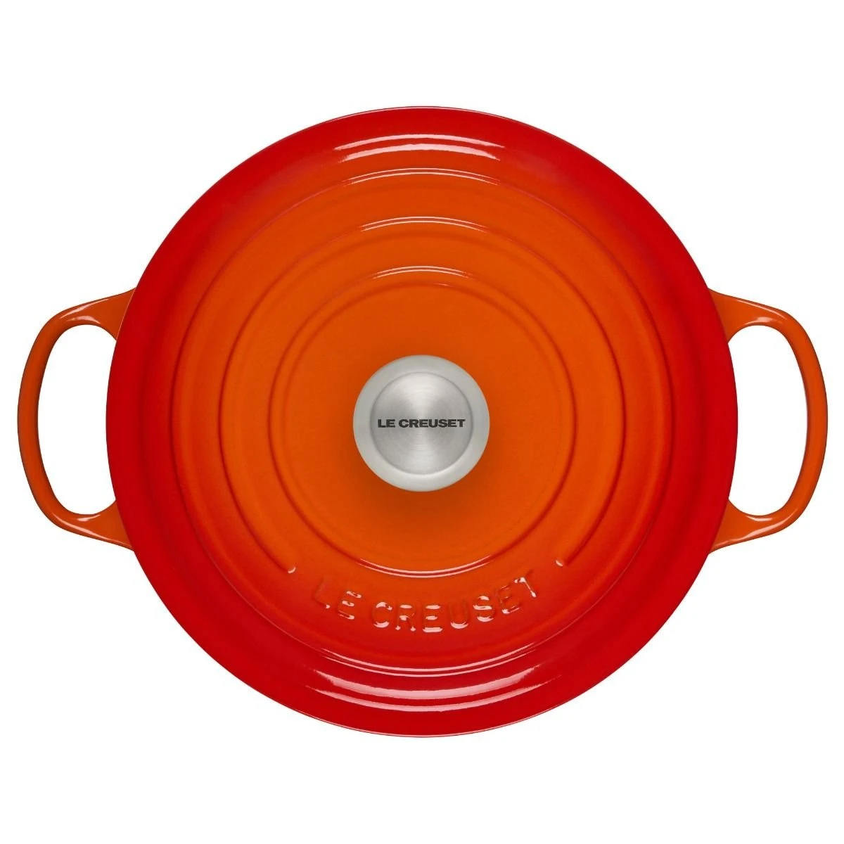 Le Creuset 5.5 Qt. Round Signature Cast Iron Dutch Oven With Stainless Steel Knob | Flame Orange 2 Le Creuset 5.5 Qt. Round Signature Cast Iron Dutch Oven With Stainless Steel Knob | Flame Orange - Image 2