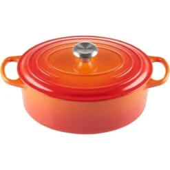 Le Creuset 5 Qt. Oval Signature Dutch Oven With Stainless Steel Knob | Flame Orange