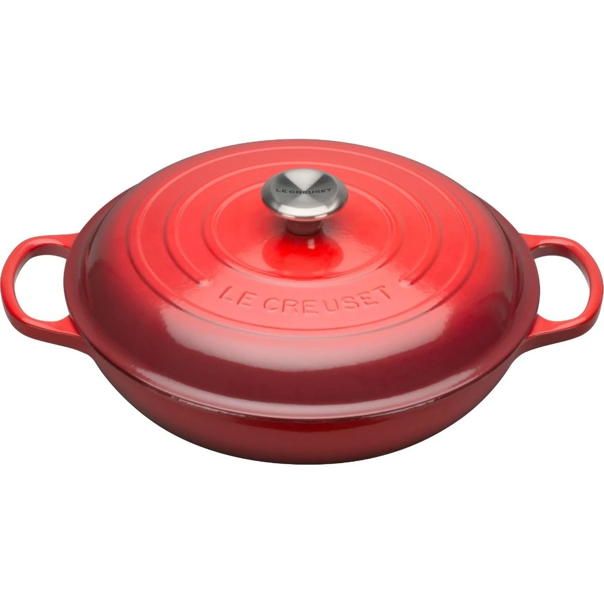Le Creuset 3.5 Qt. Signature Enameled Cast Iron Braiser With Stainless Steel Knob | Cerise/Cherry Red 1 Le Creuset 3.5 Qt. Signature Enameled Cast Iron Braiser With Stainless Steel Knob | Cerise/Cherry Red