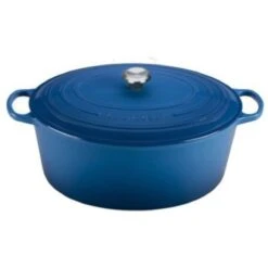 Le Creuset 15.5 Qt. Oval Signature Dutch Oven With Stainless Steel Knob | Marseille Blue