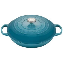 Le Creuset 3.5 Qt. Signature Enameled Cast Iron Braiser With Stainless Steel Knob | Caribbean Blue