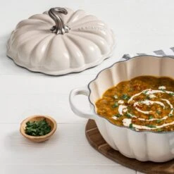 Le Creuset 4 Qt. Pumpkin Cocotte | Meringue -Kitchen Supplies rs17488 cajun pumpkin soup 1
