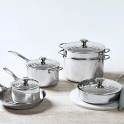 Le Creuset 10-Piece Cookware Set | Tri-Ply Stainless Steel -Kitchen Supplies rs9502 stainless10piece 02 1