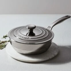 Le Creuset 2 Qt. Stainless Steel Saucier Pan With Lid -Kitchen Supplies saucier2