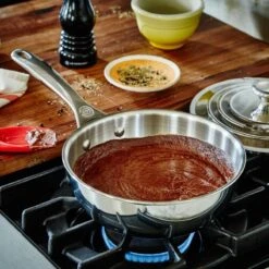 Le Creuset 2 Qt. Stainless Steel Saucier Pan With Lid -Kitchen Supplies saucier3