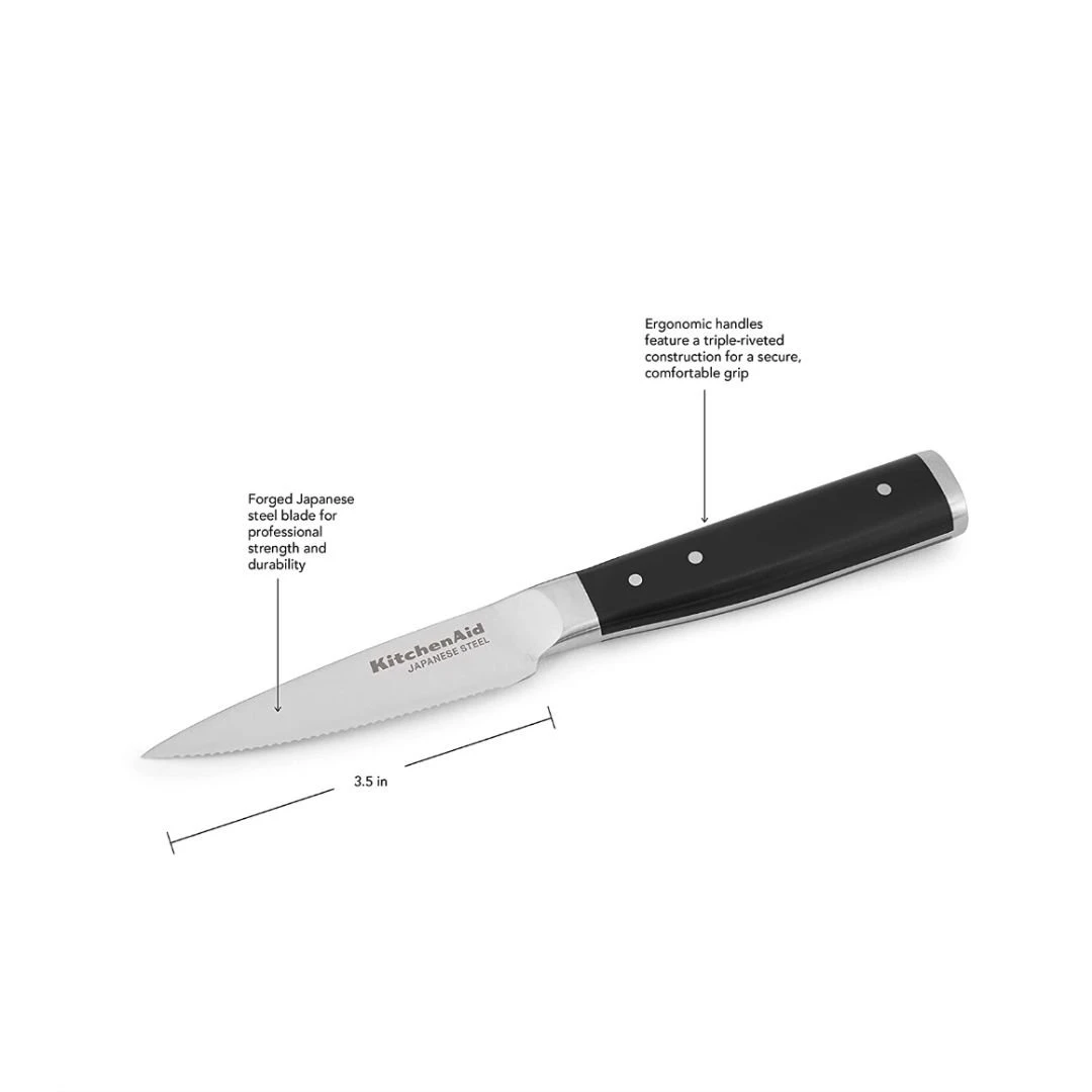 KitchenAid Gourmet Forged 3.5" Paring Knife With Sheath | Serrated 3 KitchenAid Gourmet Forged 3.5" Paring Knife With Sheath | Serrated - Image 3