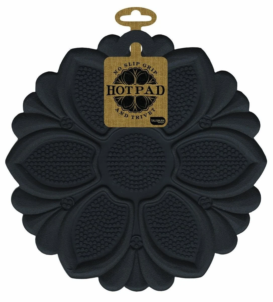 Talisman Designs Silicone Pot Holder, Trivet/Hot Pad, Multi-Tool - Black Flower 1 Talisman Designs Silicone Pot Holder, Trivet/Hot Pad, Multi-Tool - Black Flower