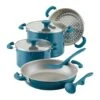 Rachael Ray 8-Piece Enameled Stacking Cookware Set | Teal Shimmer