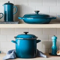 Le Creuset 5 Qt. Signature Braiser With Stainless Steel Knob | Deep Teal -Kitchen Supplies teal 1