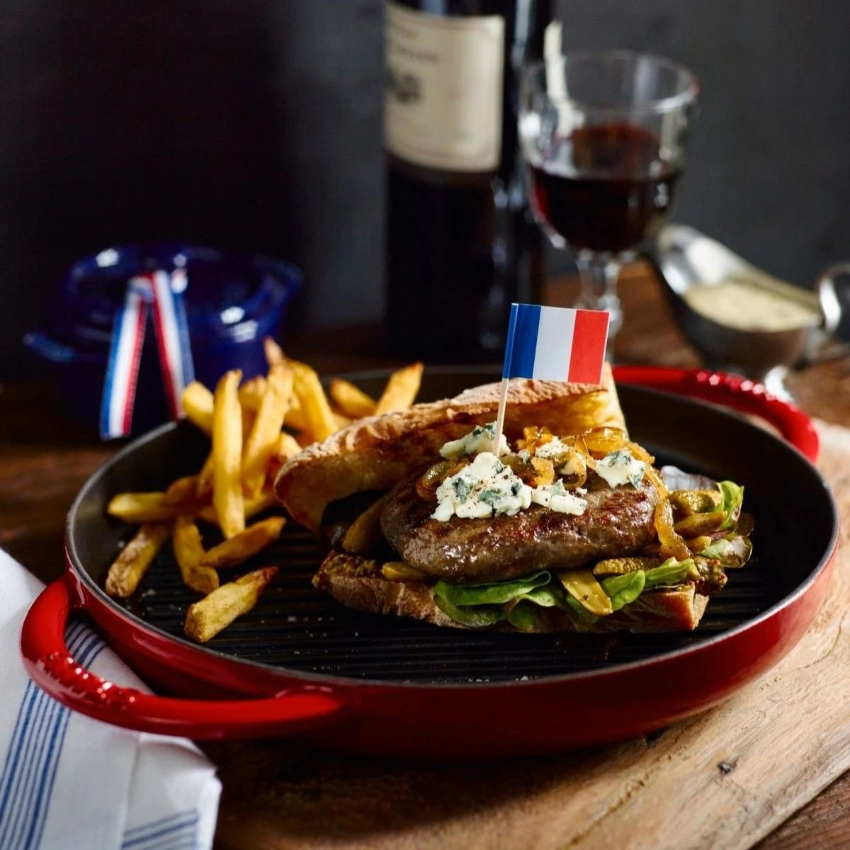 Staub 10" Cast Iron Pure Grill Pan | Cherry Red 3 Staub 10" Cast Iron Pure Grill Pan | Cherry Red - Image 3