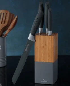 Viners Horizon 6-Piece Knife Block Set |Grey -Kitchen Supplies viners horizon grey 2 1